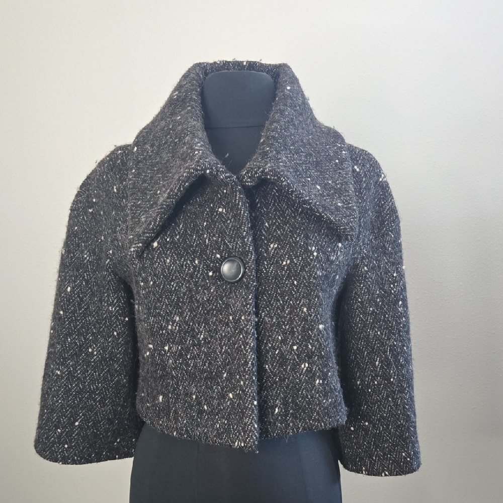 UNITED COLORS OF BENETTON Black Tweed Crop Swing Jacket